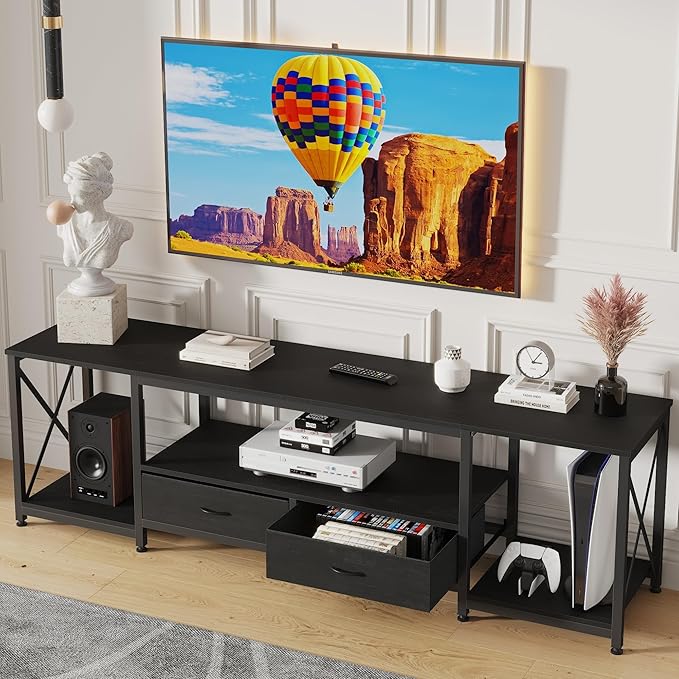 TV Stand with Fabric Drawers for 75 80 Inches TV by GYIIYUO