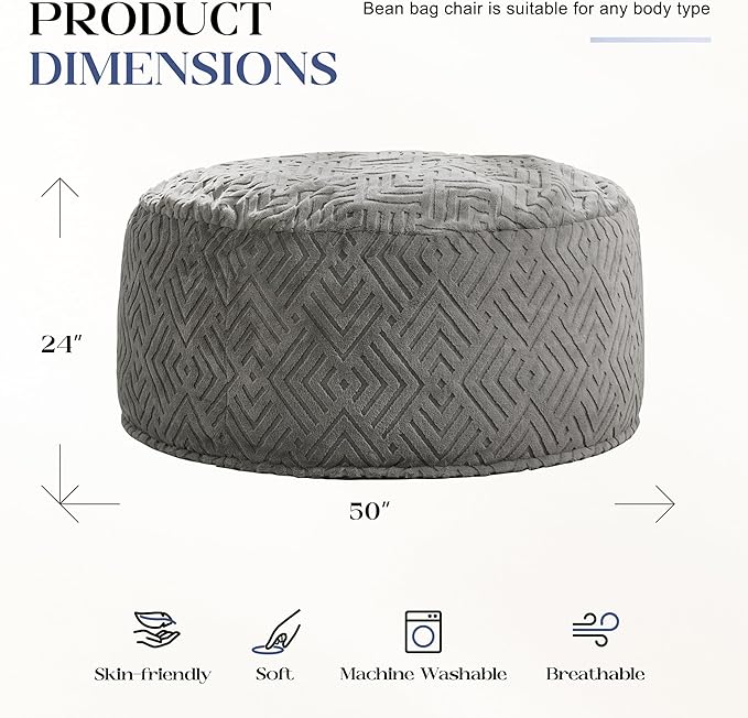 Hobestluk Bean Bag Chairs Adults Beanbag Chair - Image 2
