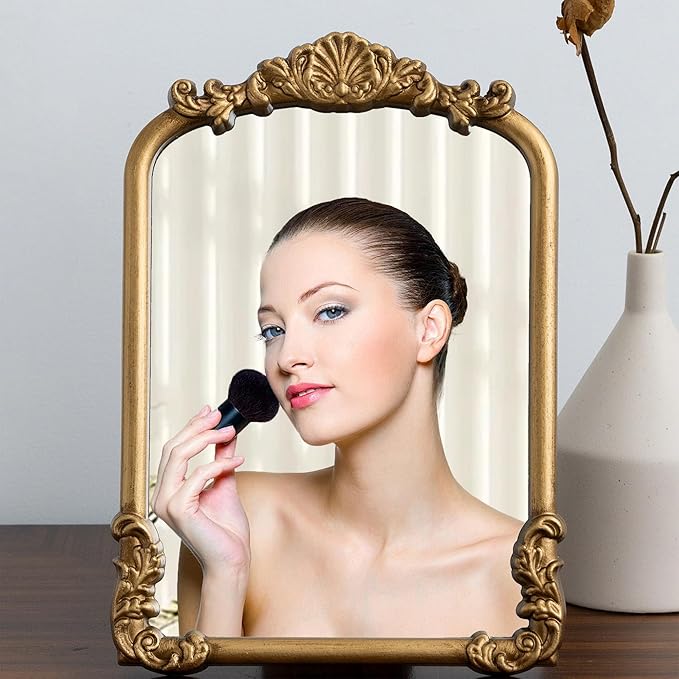 Vintage Vanity Mirror Small Gold Makeup Desk Mirror - Image 4