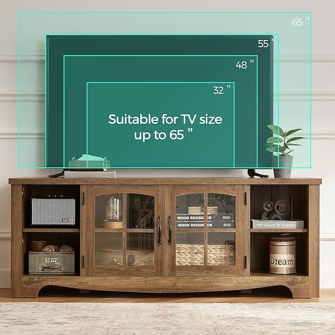 LINSY HOME Farmhouse TV Stand for 65 Inch TV, Wood Entertainment Center - Image 7