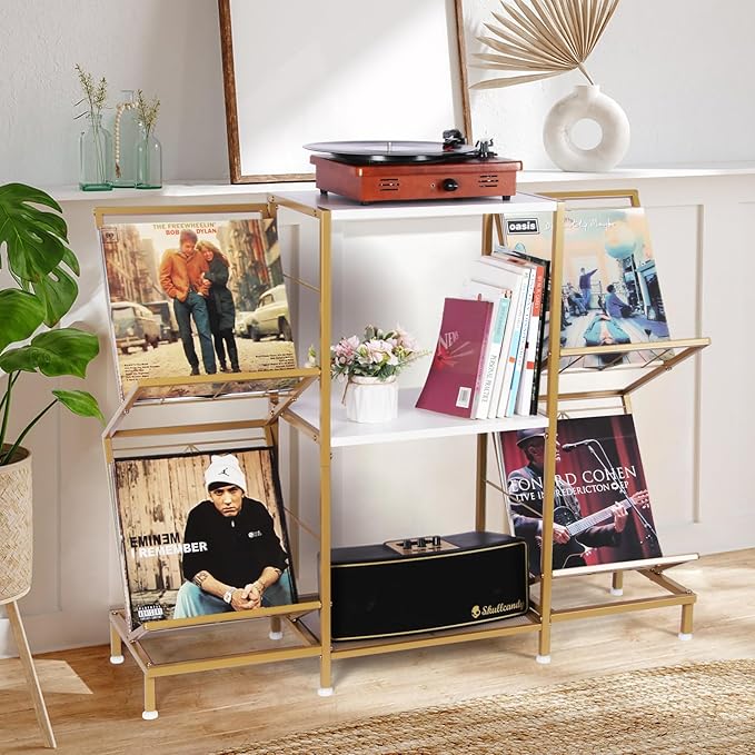 Record Player Stand with Vinyl Record Storage, Turntable Stand with 4-Tier - Image 4