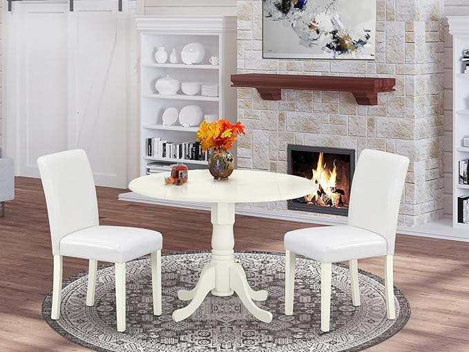 East West Furniture DLAB3-LWH-64 3 Piece Dinette Set - Image 2
