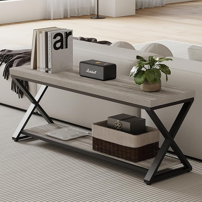 IBF Industrial Wood Entryway Bench, Indoor Farmhouse Hallway Accent Entry Bench - Image 5