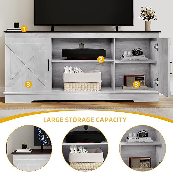 DWVO Farmhouse TV Stands for Living Room, Entertainment Center - Image 4