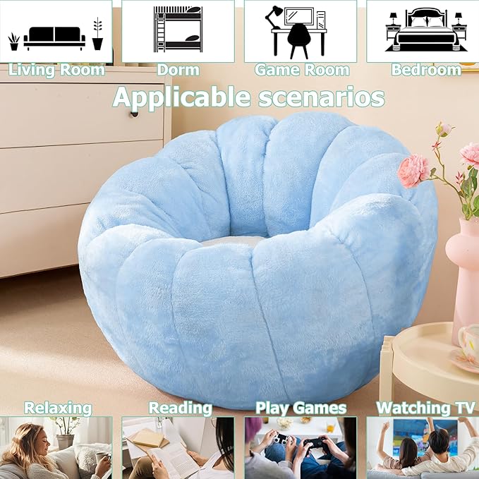 Pumpkin Bean Bag Sofa Chair for Adult, Beanbag Couch - Image 6