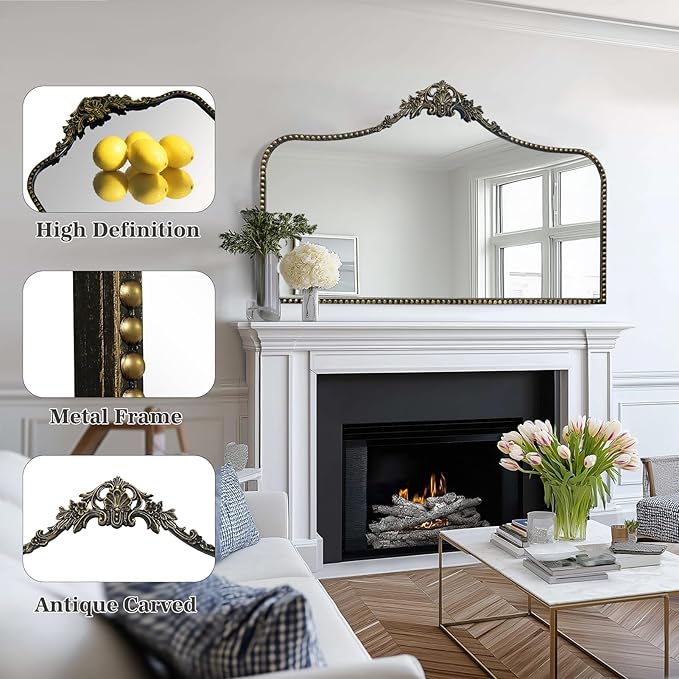 G-LEAF Vintage Baroque Mirror 48"X30", Victorian Antique Mirror - Image 4