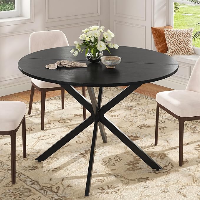 Unovivy 47" Round Dining Table for 4-6, Space Saving Circle Kitchen Dinner Table by Unovivy