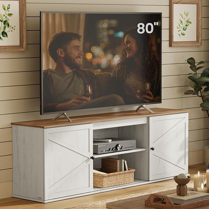 VASAGLE Farmhouse TV Stand for TVs up to 80 Inches, Entertainment Center by VASAGLEbySONGMICSHOME