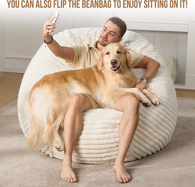 Hobestluk 5ft Bean Bag Chairs for Adults Large Beanbag Chair - Image 3