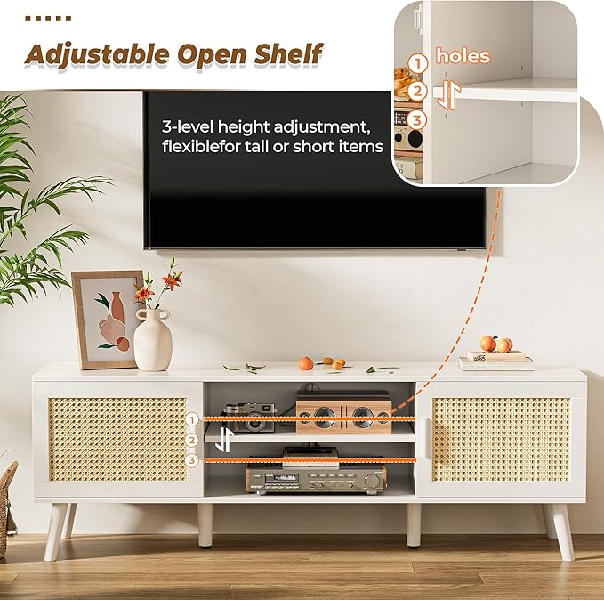 SUPERJARE TV Stand for 65 Inch TV, Entertainment Center - Image 3