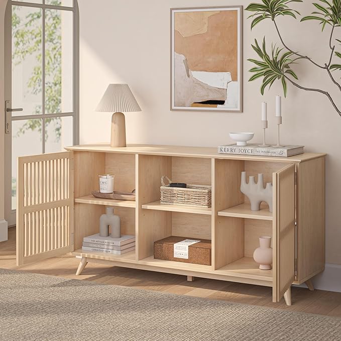 Plank+Beam Mid-Century Modern Wood TV Stand, Solid Wood Entertainment Console - Image 8