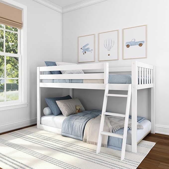 Max & Lily Fundamental Twin Low Bunk Bed, Kids Solid Wood Modern Bed Frame by MaxLily