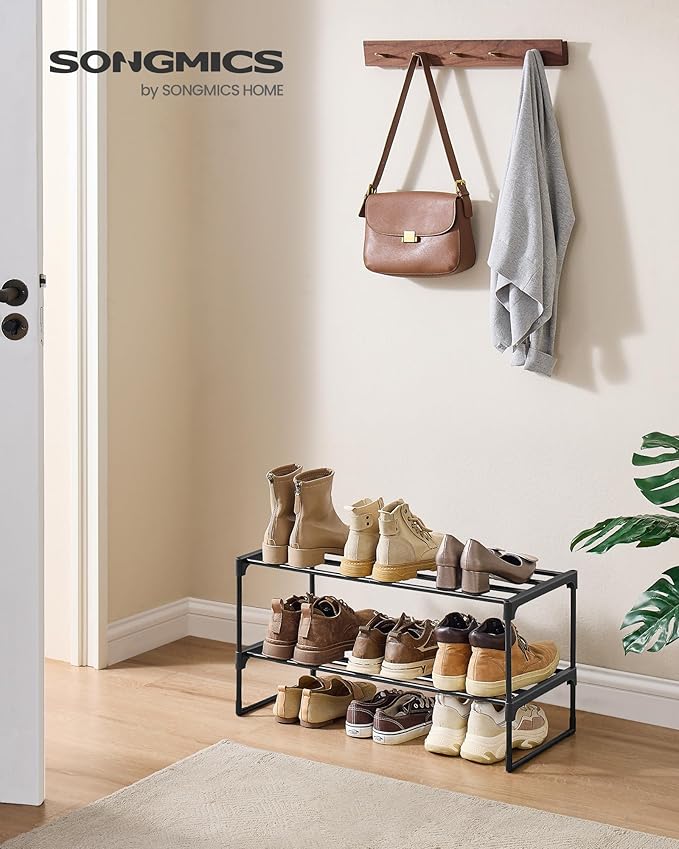 SONGMICS Shoe Rack, 2-Tier Shoe Organizer, Metal Storage Shelf, Upright or - Image 2