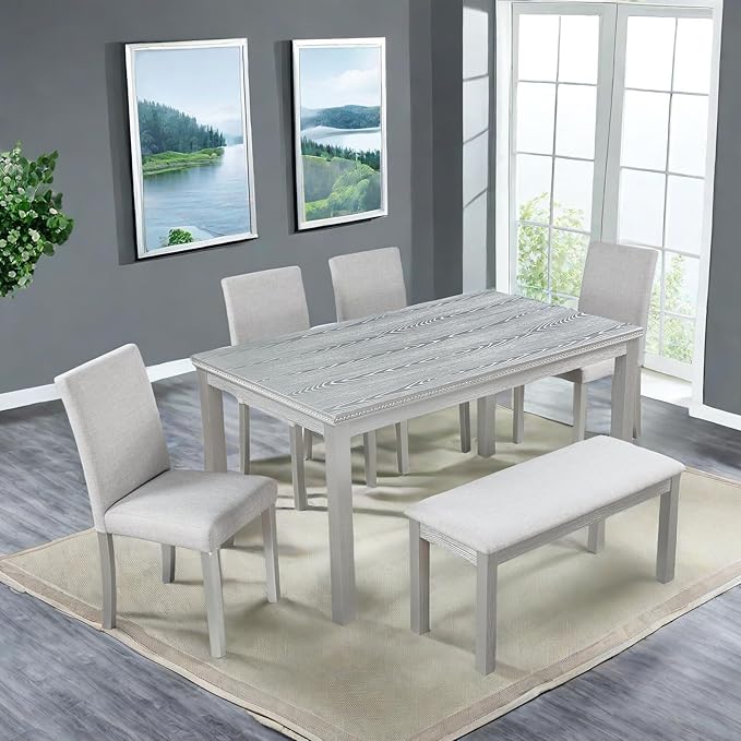 Dining Table Set, 6-Piece Kitchen Table & Chair Set - Image 6