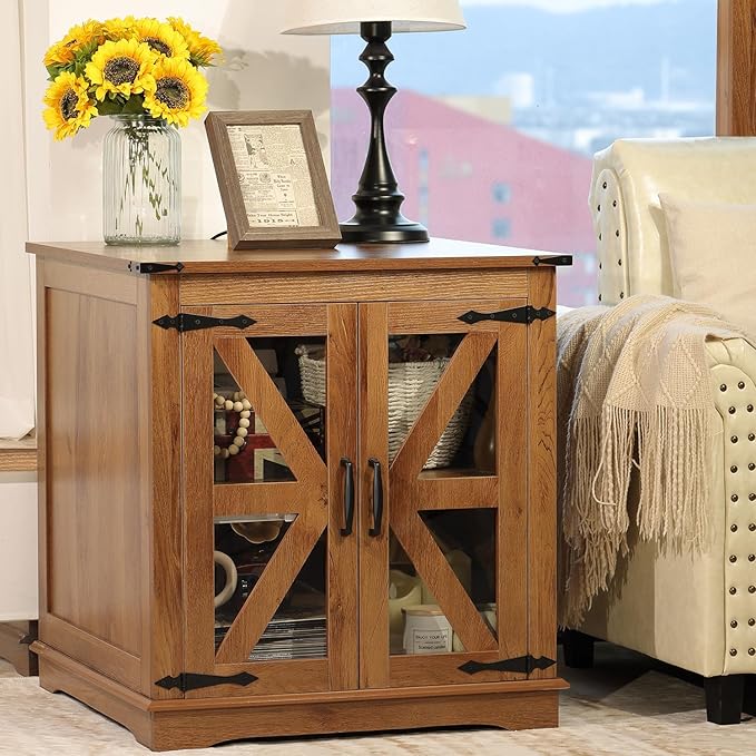 Farmhouse End Table, Rustic Square Sofa Beside Table - Image 8