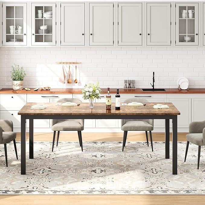 GarveeHome 70.8in Industrial Dining Table - Image 4