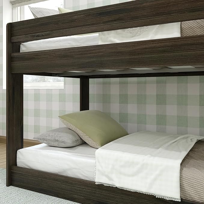 Max & Lily Modern Farmhouse Low Bunk Bed, Twin-Over-Twin Bed Frame - Image 5