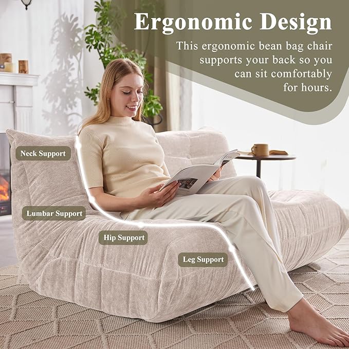 Bean Bag Chair, Loveseat Fireside Chair Large Bean Bag Sofa - Image 6