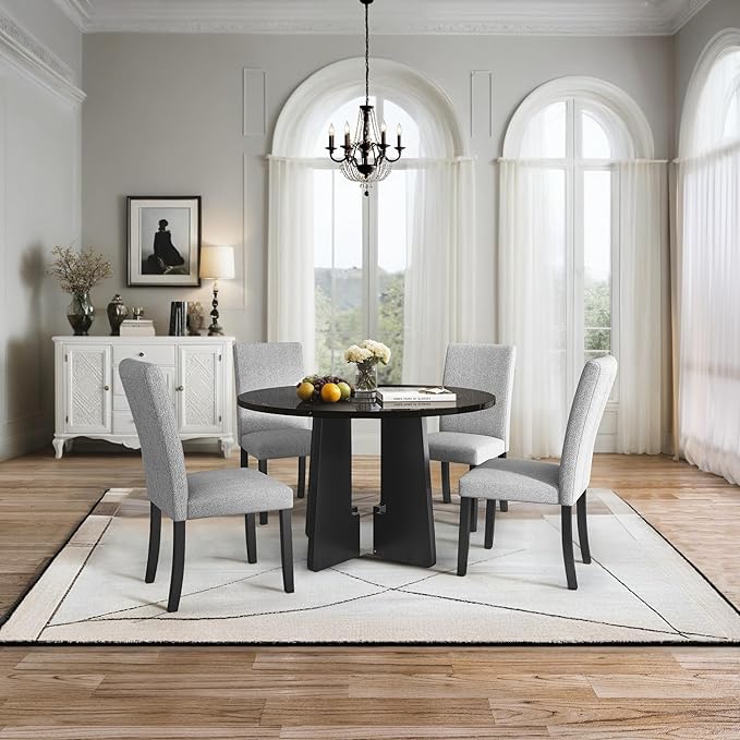 Ball & Cast Dining Table Set for 4, 5-Piece Kitchen Table Set W/ 43" Round Faux - Image 4