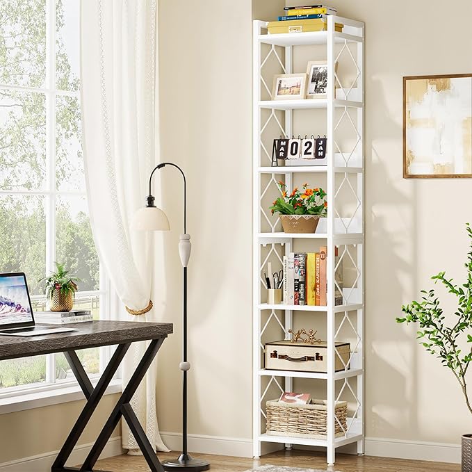 Tribesigns 78.7 Inch Extra Tall Narrow Bookshelf, 7 Tier Skinny Bookcase - Image 4