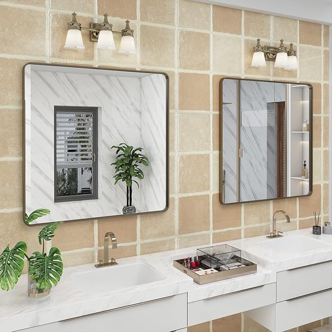 36x36 Square Bathroom Framed Mirror - Image 5