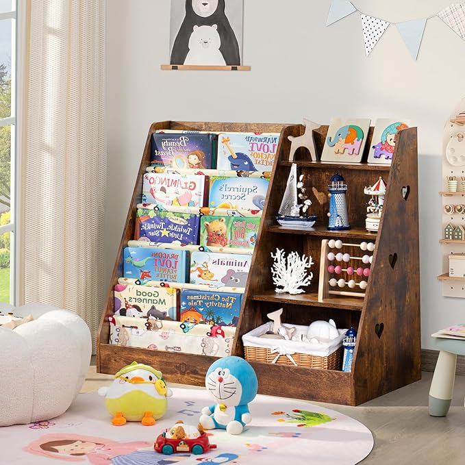 Lerliuo 4 Tier Kids Bookshelf and Storage Organizer, Five Layer Sling Children - Image 7