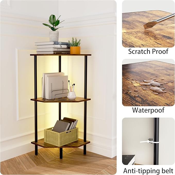 Corner Shelf Stand, Storage Standing Shelf Unit - Image 4