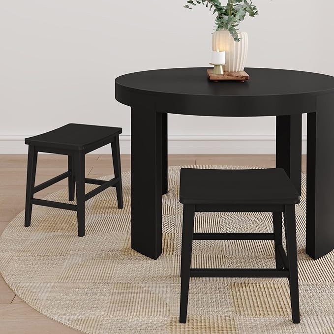 Plank+Beam Smythe Dining Stool, Sturdy Wood Modern Kitchen Stool, Saddle Seat - Image 2