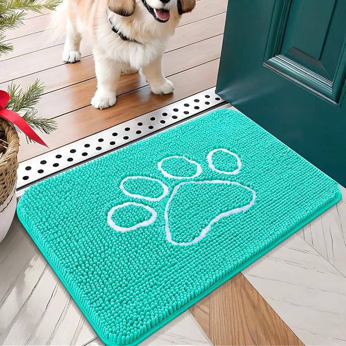 OLANLY Door Mat for Muddy Dog Paws 24x16, Ultra Absorbent Chenille Mud Doormat by OLANLY