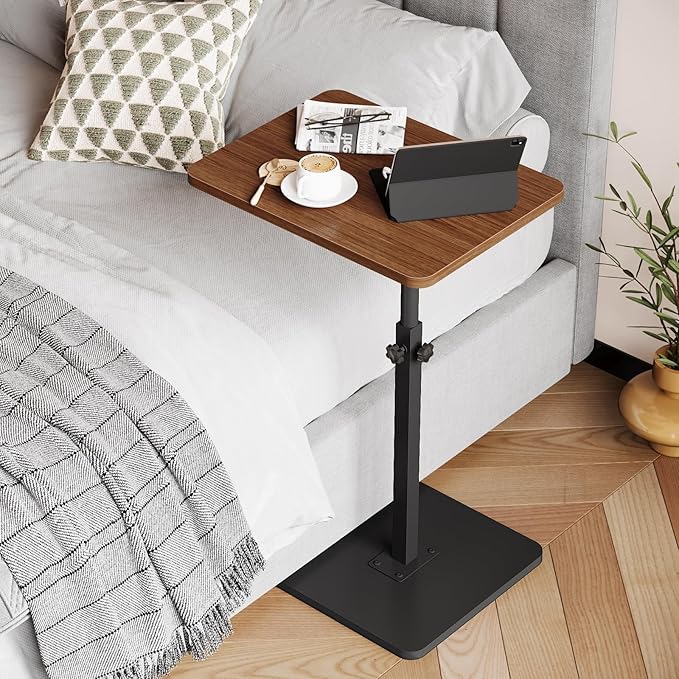 NiHome Minimalist Height Adjustable End Table, 360° Rotatable Sofa Armrest Side - Image 4