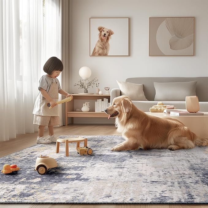 Washable Area Rugs 6ft Non-Slip Modern Abstract Soft - Image 5