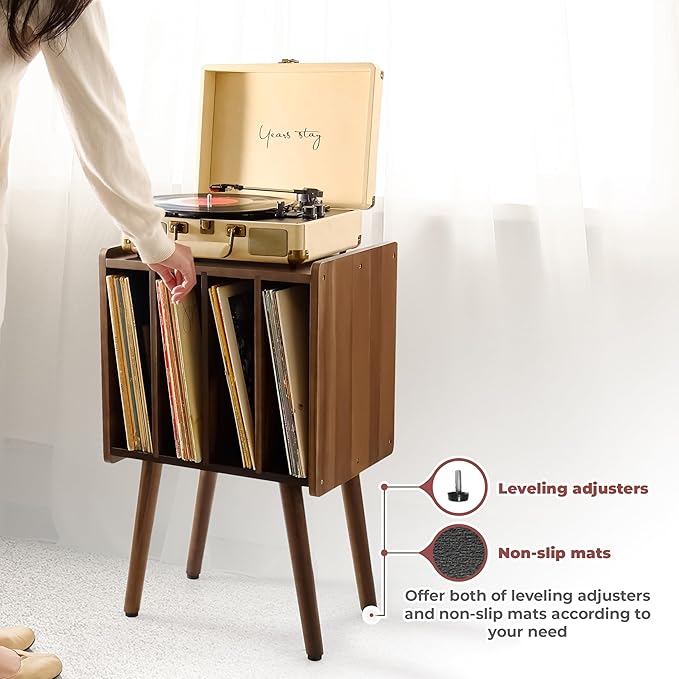 Wooden Record Player Stand, Vinyl Record Storage Holder Table - Image 6