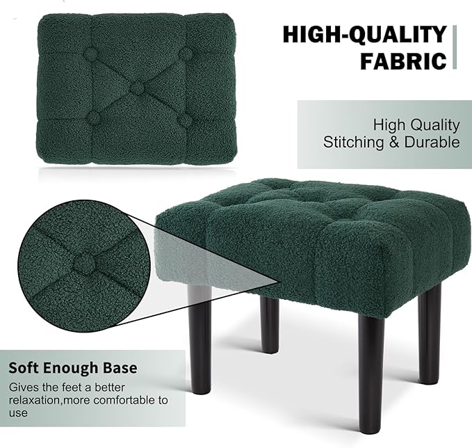 HOUCHICS Fur Padded Foot Stool, Small Ottoman Rest - Image 6