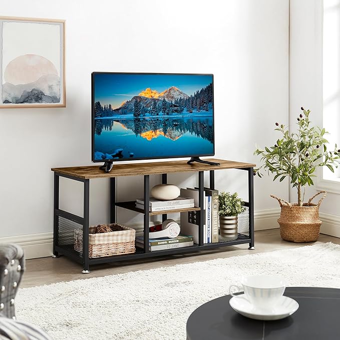 VECELO TV Stand Up to 50 Inches, 39 Inch Industrial Entertainment Center Media - Image 3