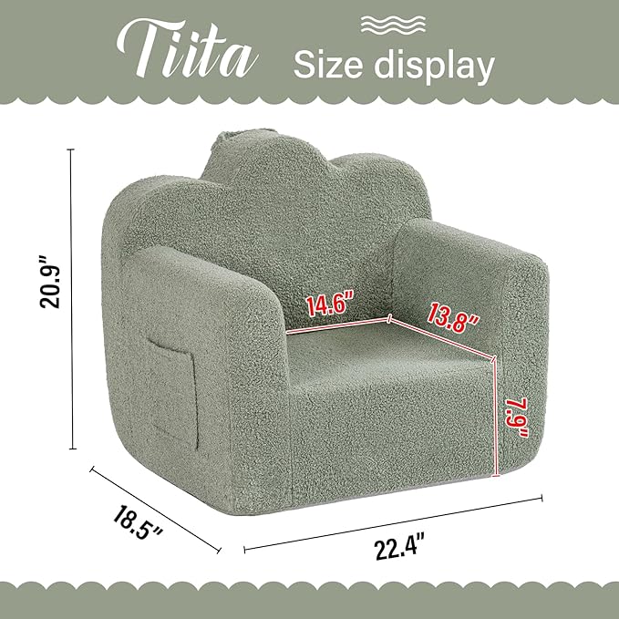 Tiita Kids Couch Plush Toddler Chair, Cloud-Like Glow in The Dark Kids Sofa - Image 3