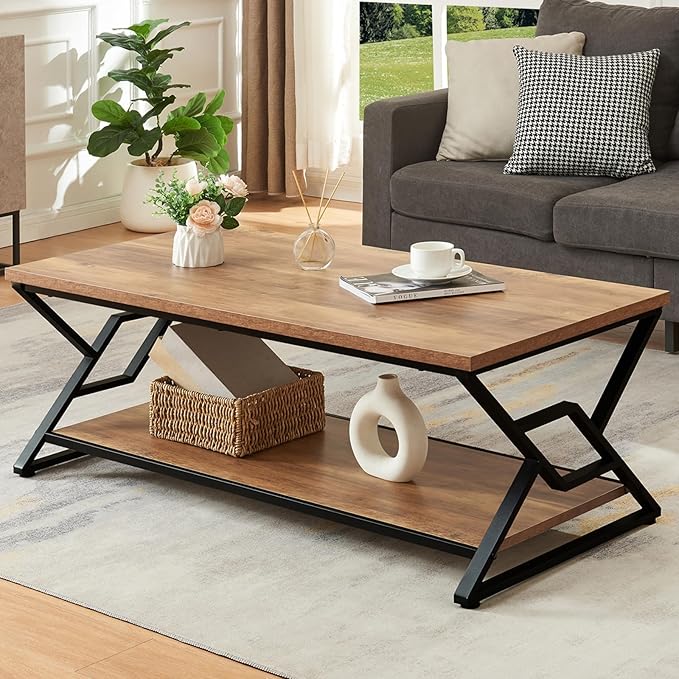 HOMISSUE Coffee Table, Rustic Rectangle Coffee Table - Image 3