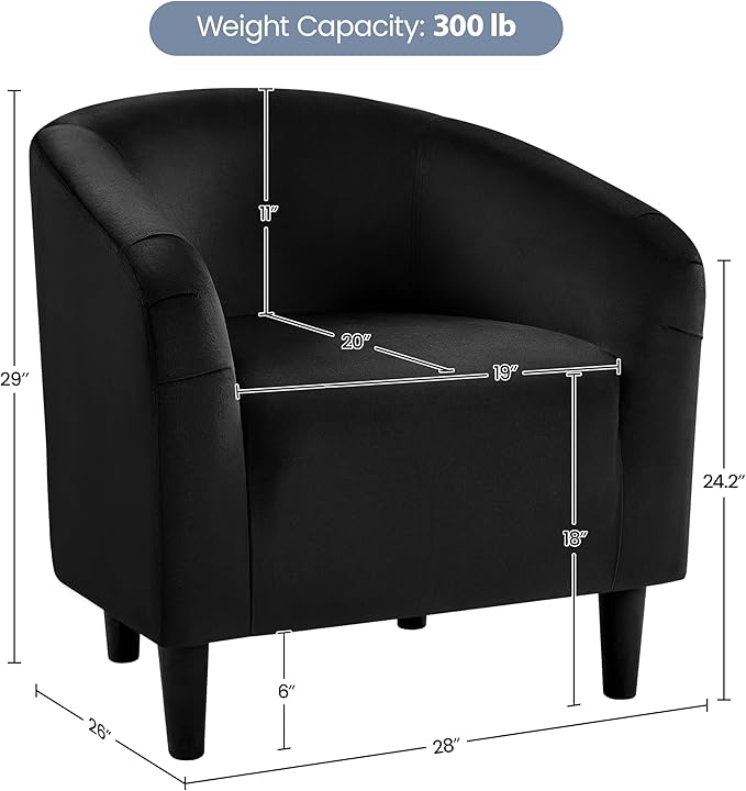Yaheetech Barrel Chair, Modern Accent Chair Comfy Velvet Armchair Club Sofa - Image 3