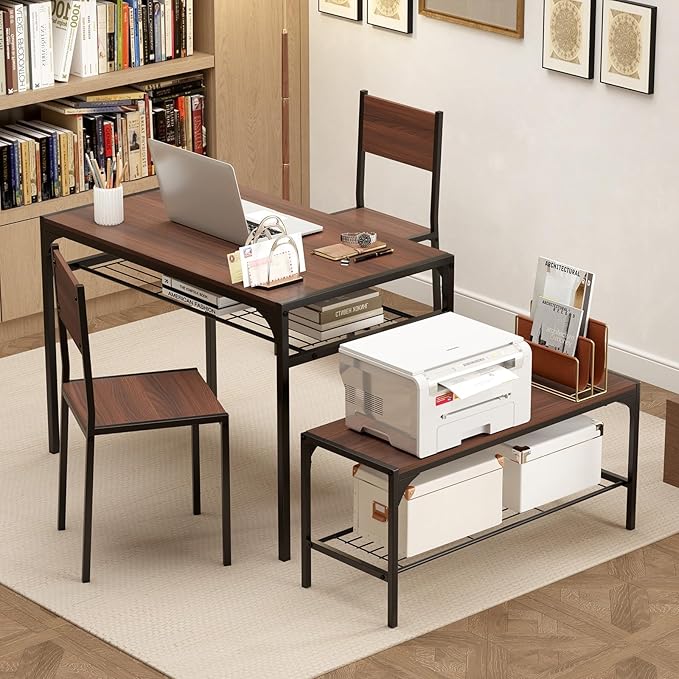 Tangkula Dining Table Set for 4, Kitchen Table and 2 Chairs for 4 - Image 3
