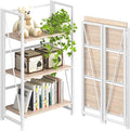 4NM No-Assembly Folding Bookshelf Storage Shelves 3 Tiers Vintage Bookcase by 4NM