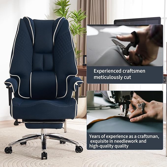 Big and Tall Office Chair 400lbs Wide Seat, Leather High Back Executive Office - Image 7