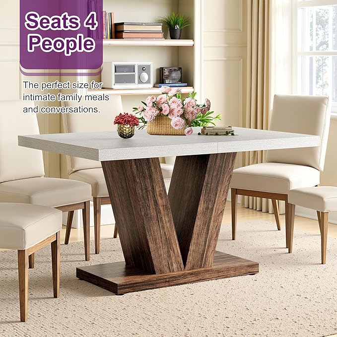 47" Dining Table, Wooden Kitchen Dinner Table Heavy Duty, Farmhouse Table - Image 3