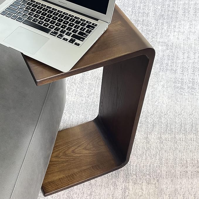 COZYMATIC Carlisha C-Shaped End Table Sofa Table Coffee Table Solid Wood Frame - Image 4