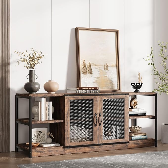 GarveeHome Farmhouse TV Stand for 65/75 inch TV, Entertainment Center - Image 8