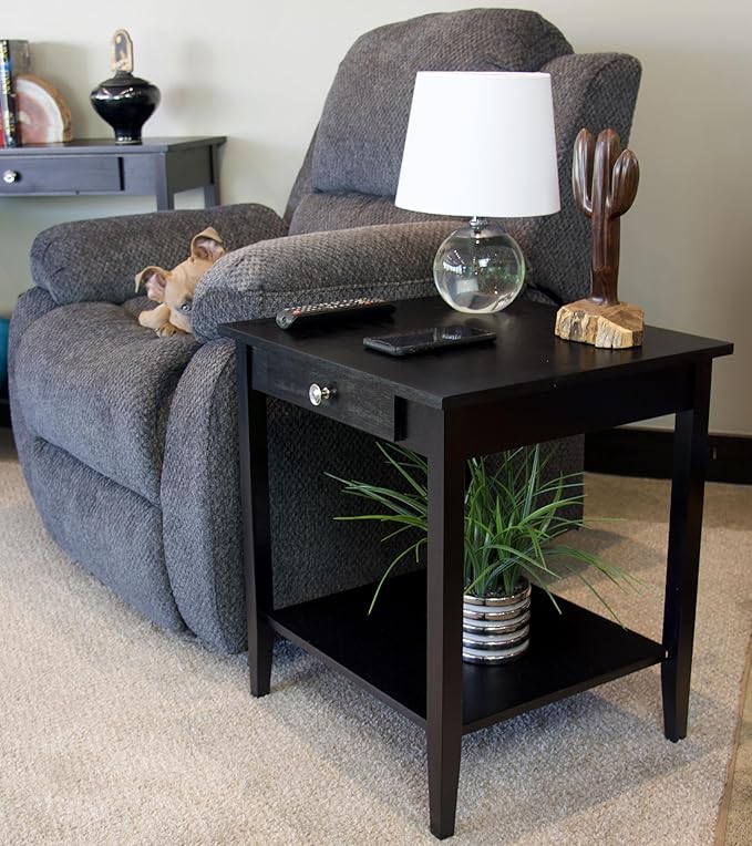 2-Tier Solid Acacia End Table w/Drawer - Image 6