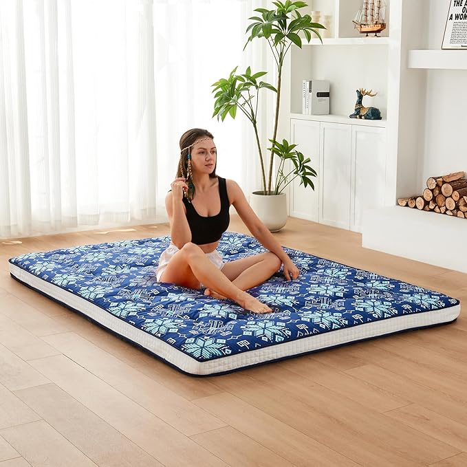 Dr.Futon Japanese Floor Futon Mattress Extra Thick Folding Roll Up Bed Topper - Image 4