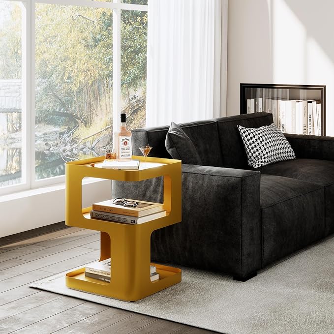 Gold Side Table, Modern end Table, Unique nightstand, Bedside Tables, Metal - Image 6