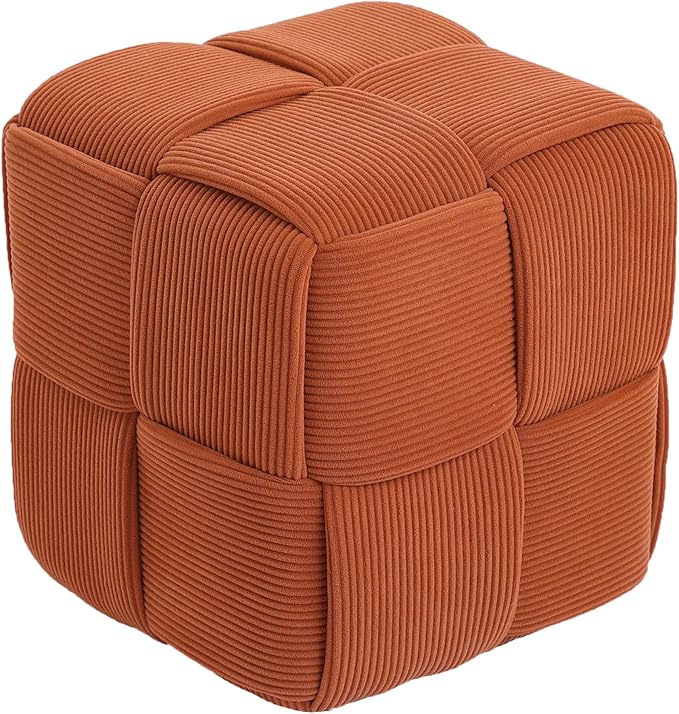 Ottoman Foot Rest Soft and Comfortable Ottoman Square Corduroy Woven Design by Cmishe