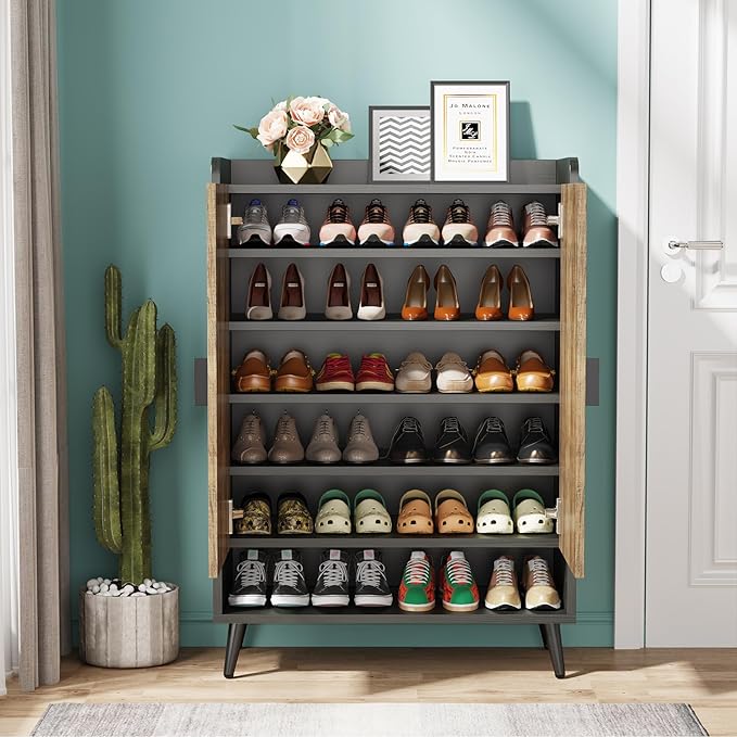 Tribesigns Shoe Cabinet with Doors, 7-Tier Shoe Storage Cabinet with Adjustable - Image 7
