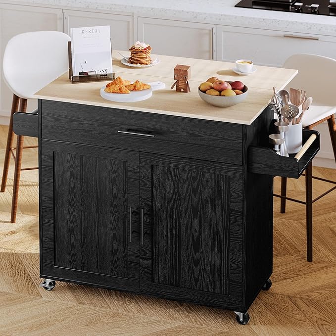 IRONCK Kitchen Island with Storage, Rolling Kitchen Island on Wheels with Drop - Image 7