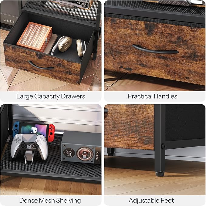 HOOBRO LED TV Stand with Storage, LED Entertainment Center with Open Shelves - Image 8